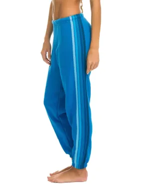 5 Stripe Womens Sweatpants, Ocean/Blue