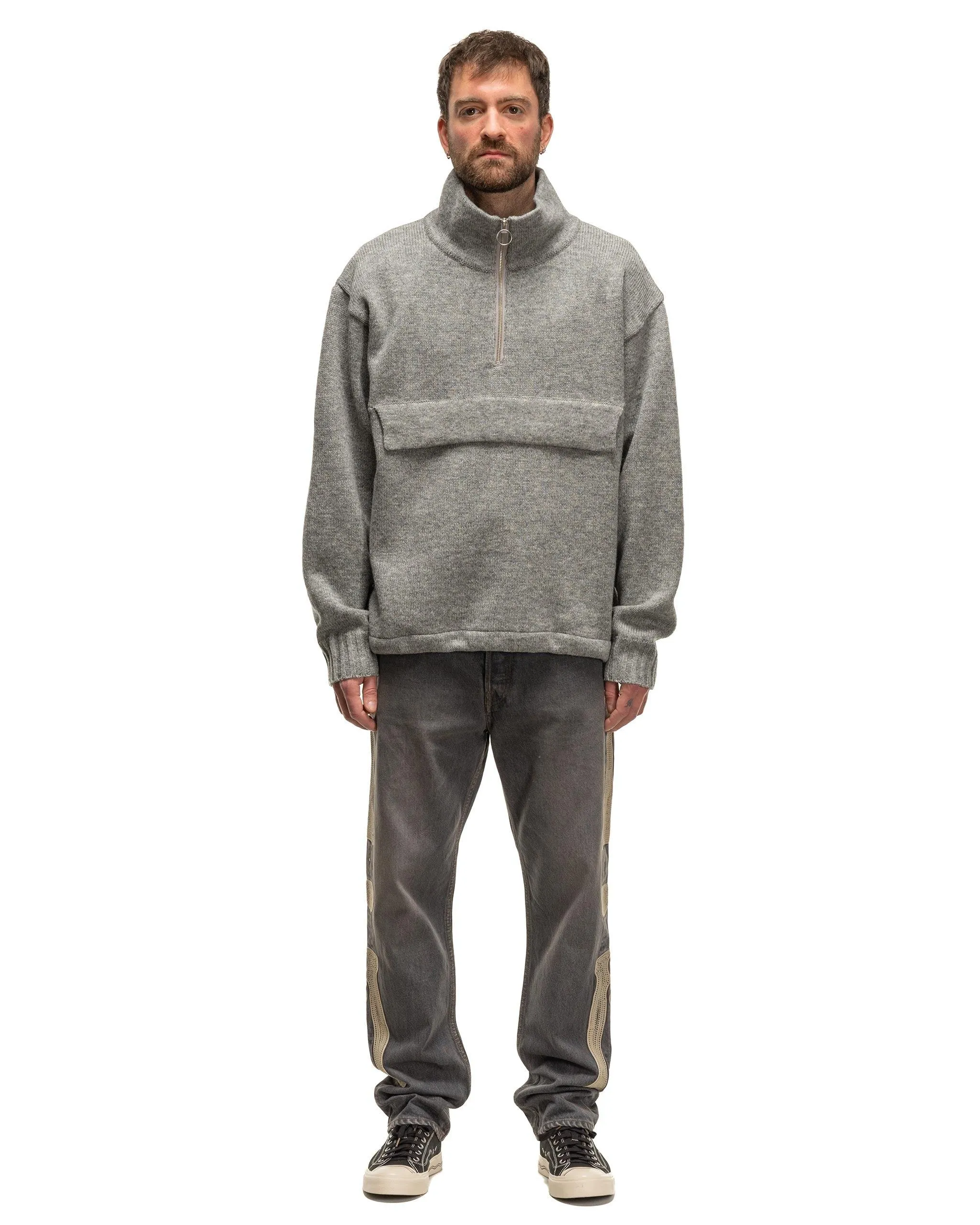 5G Shetland Wool Half ZIP Anorak Grey