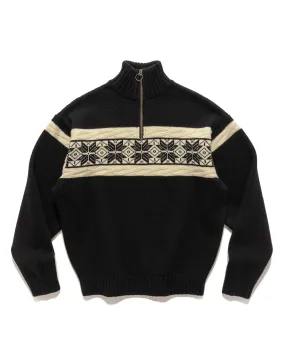 5G Wool SNOW Half ZIP Sweater Black