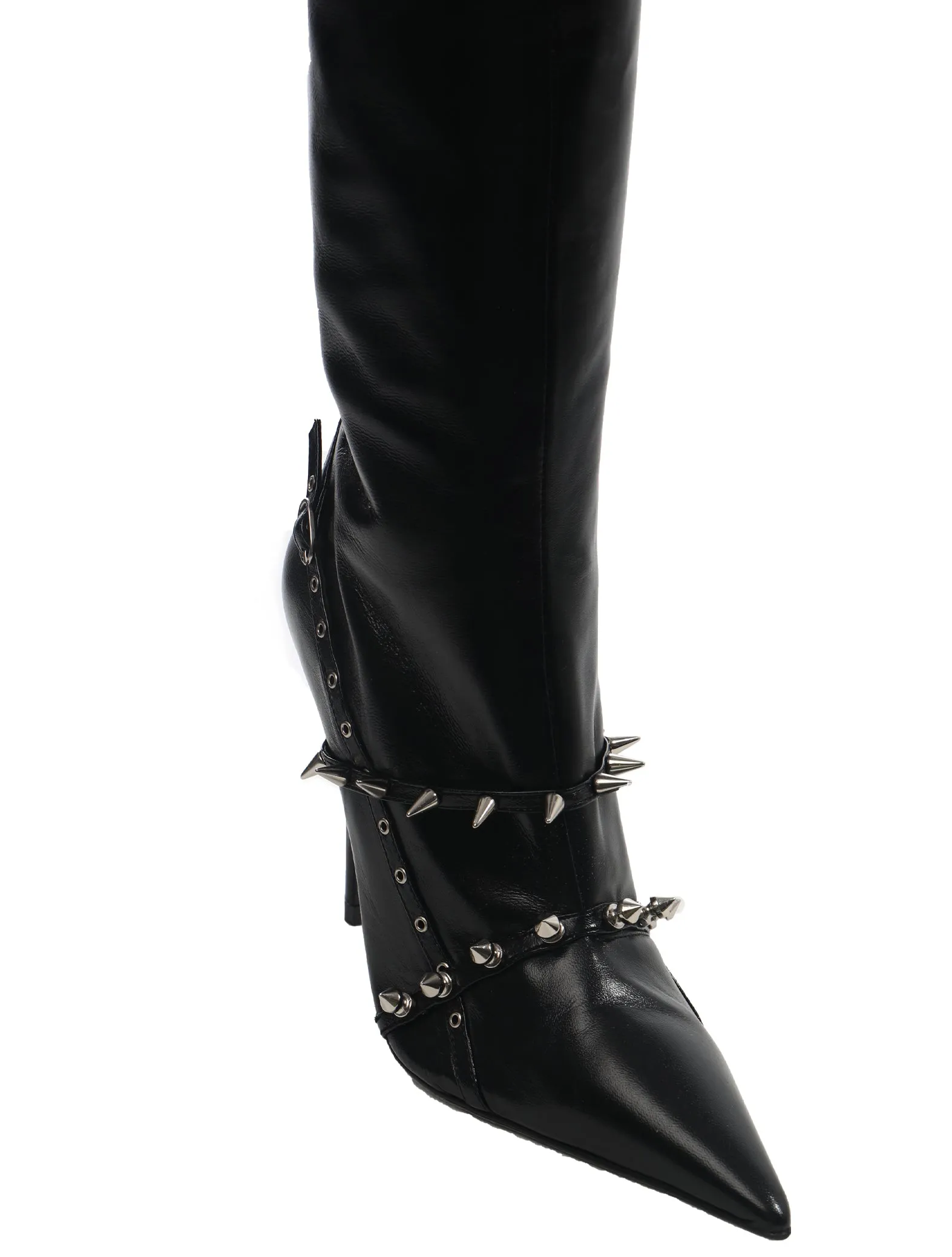 ABRA Black Spike Knee High Boots