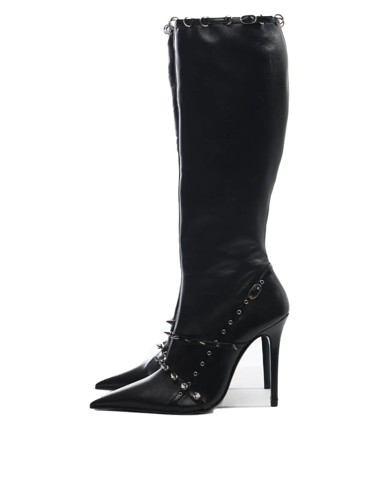 ABRA Black Spike Knee High Boots