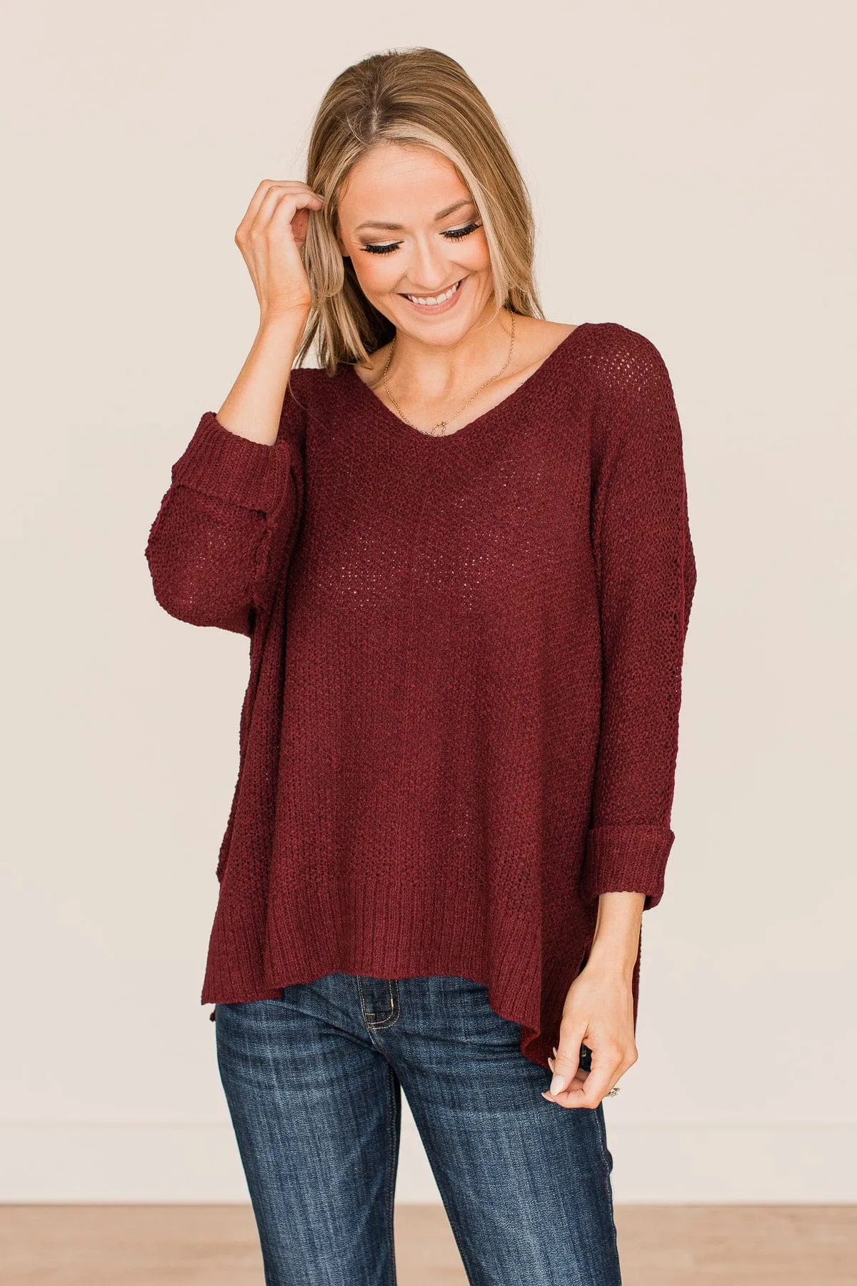 All I Ever Wanted Knit Sweater- Wine