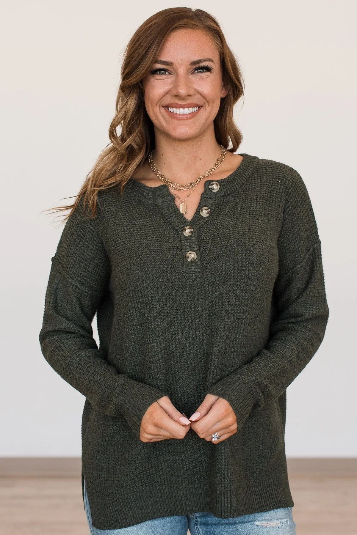 An Abundant Life Knit Sweater- Dark Olive