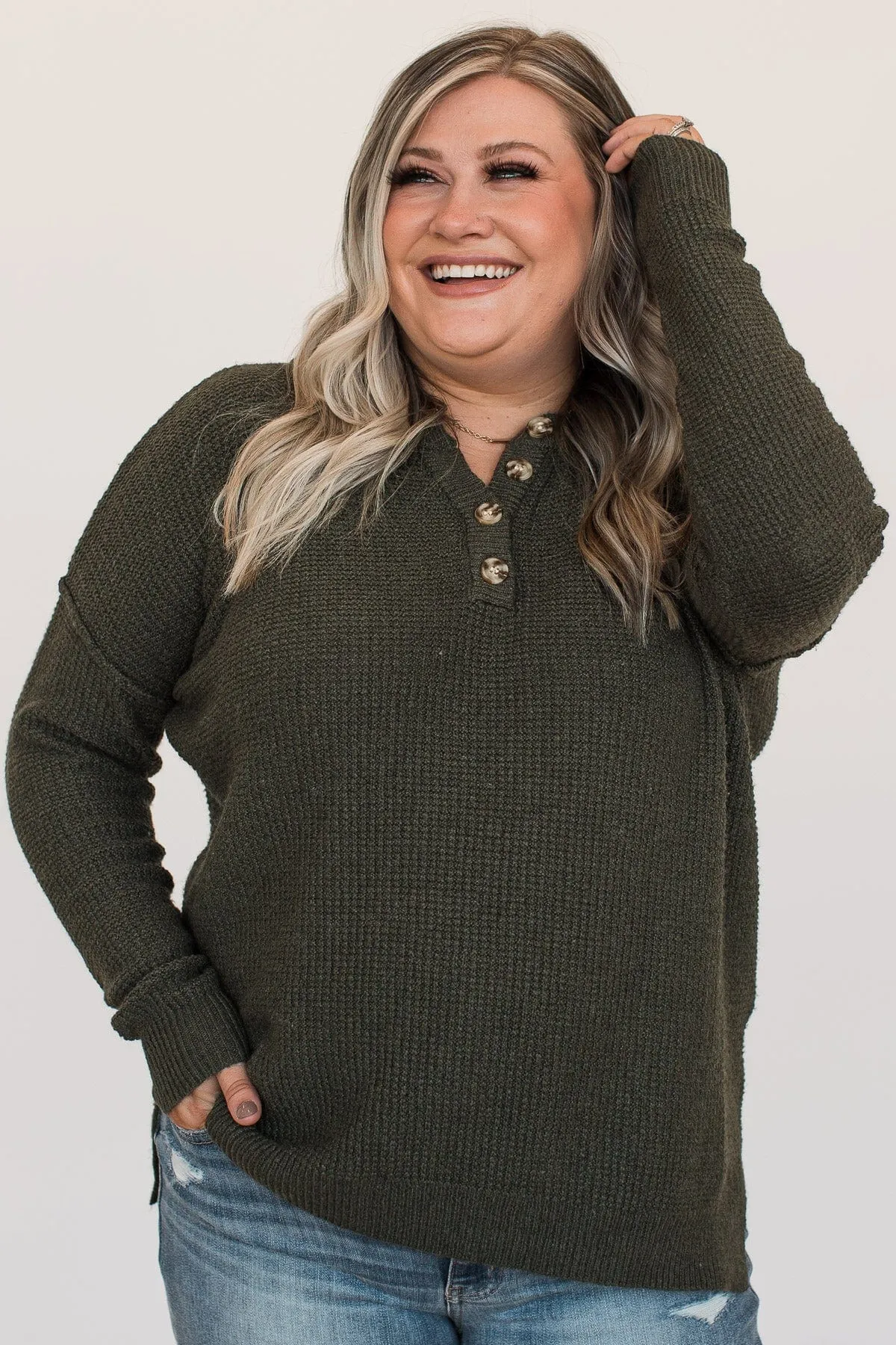 An Abundant Life Knit Sweater- Dark Olive