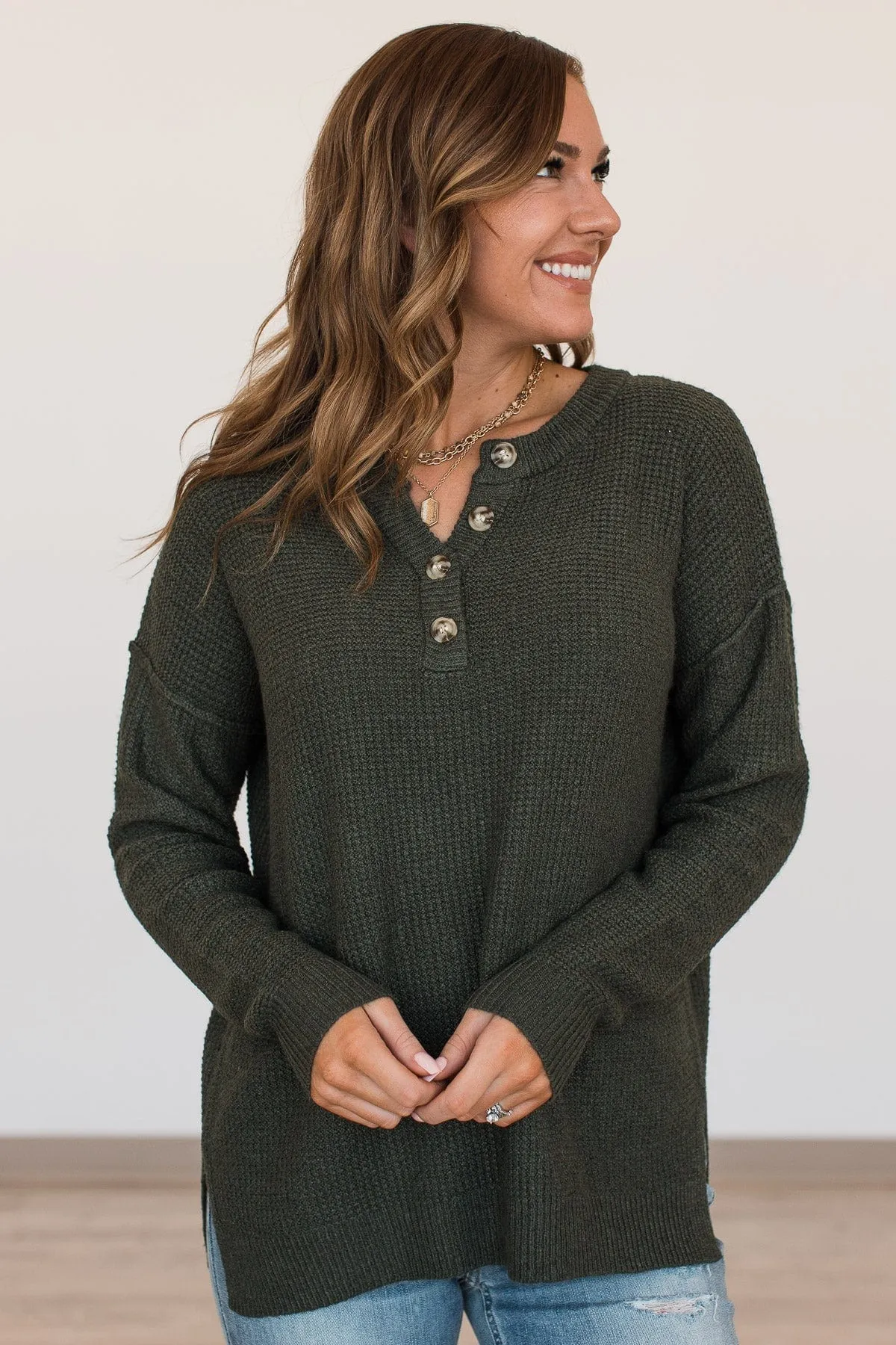 An Abundant Life Knit Sweater- Dark Olive