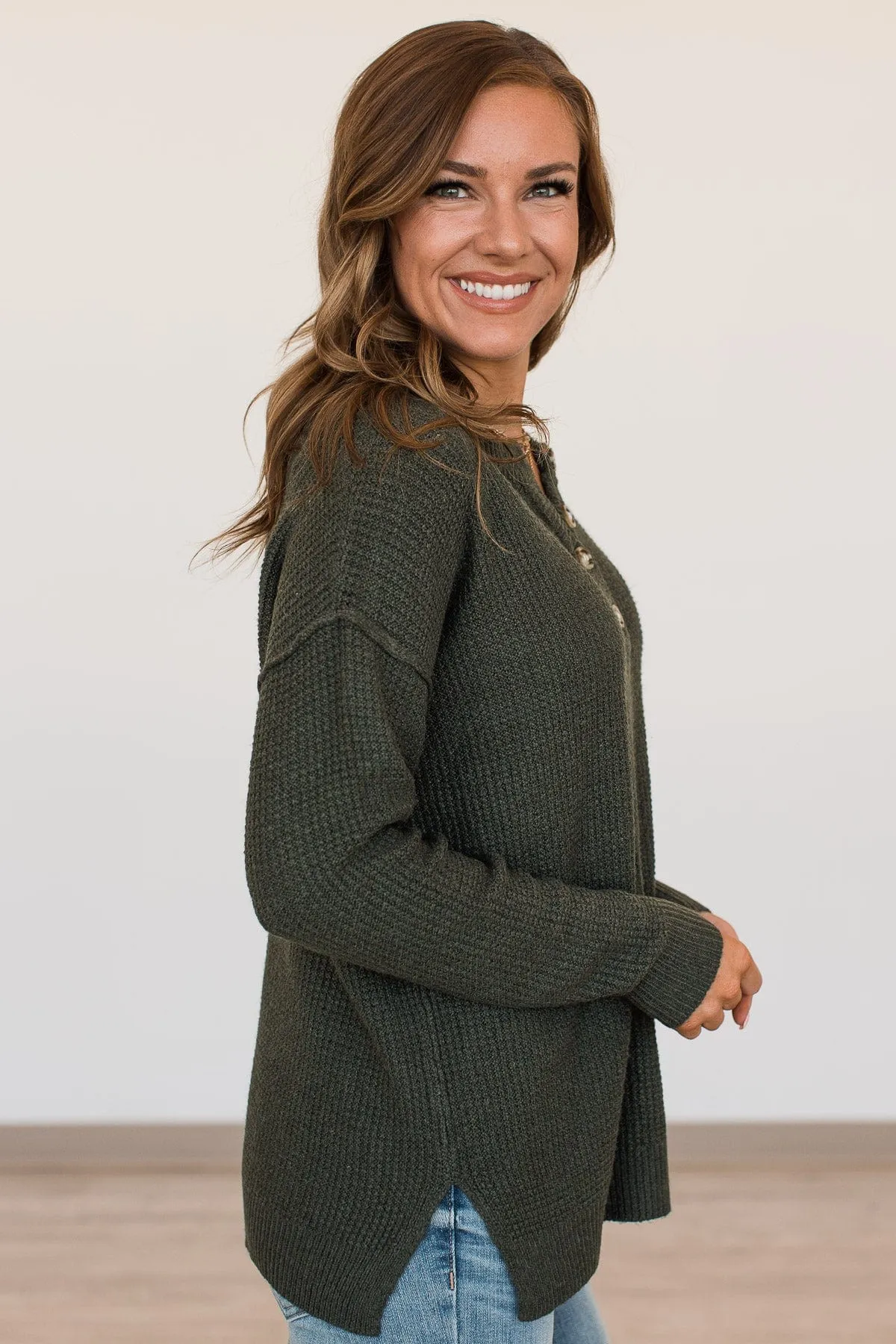 An Abundant Life Knit Sweater- Dark Olive