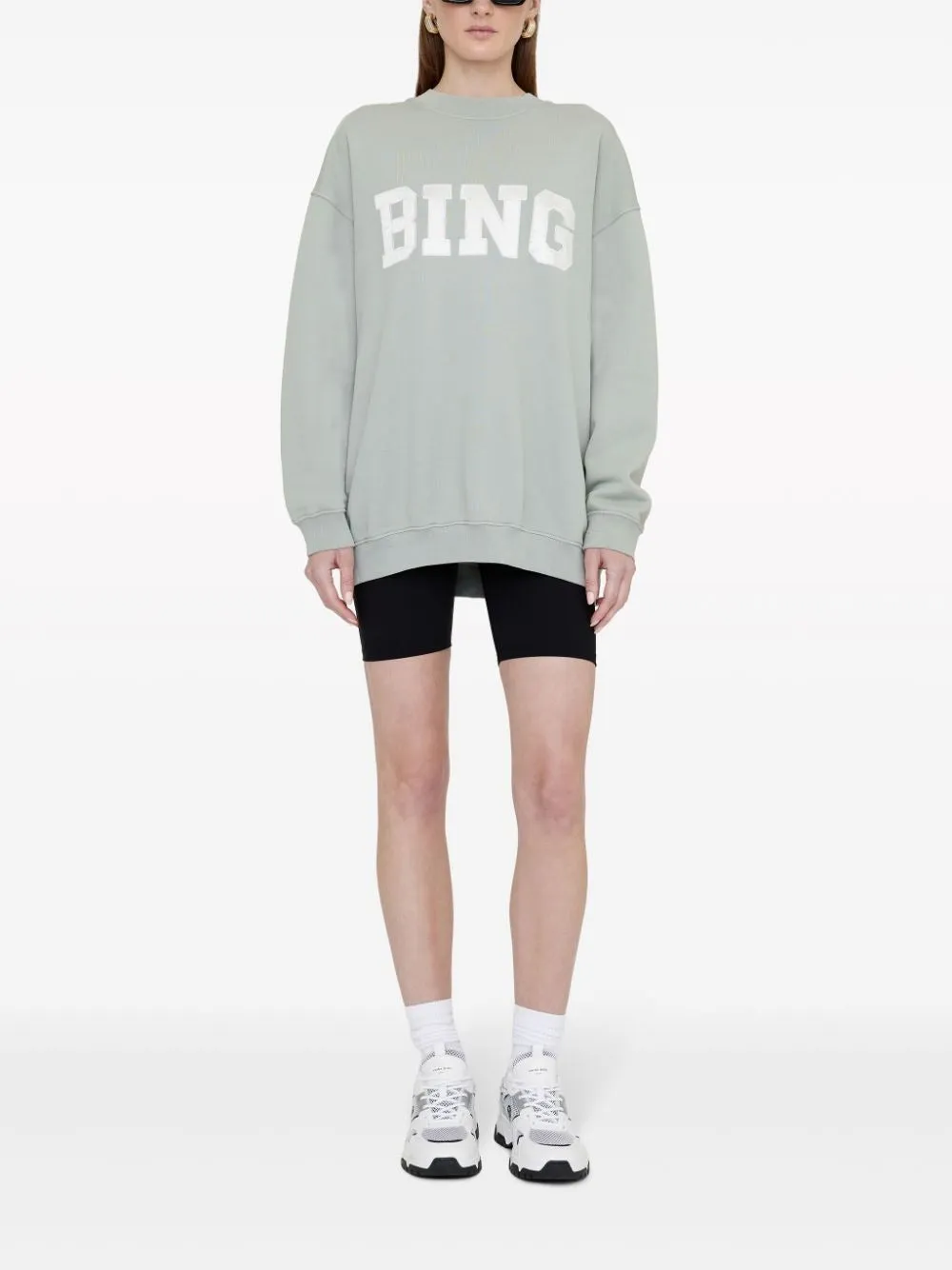 Anine Bing Tyler Sweatshirt Satin Bing in Green