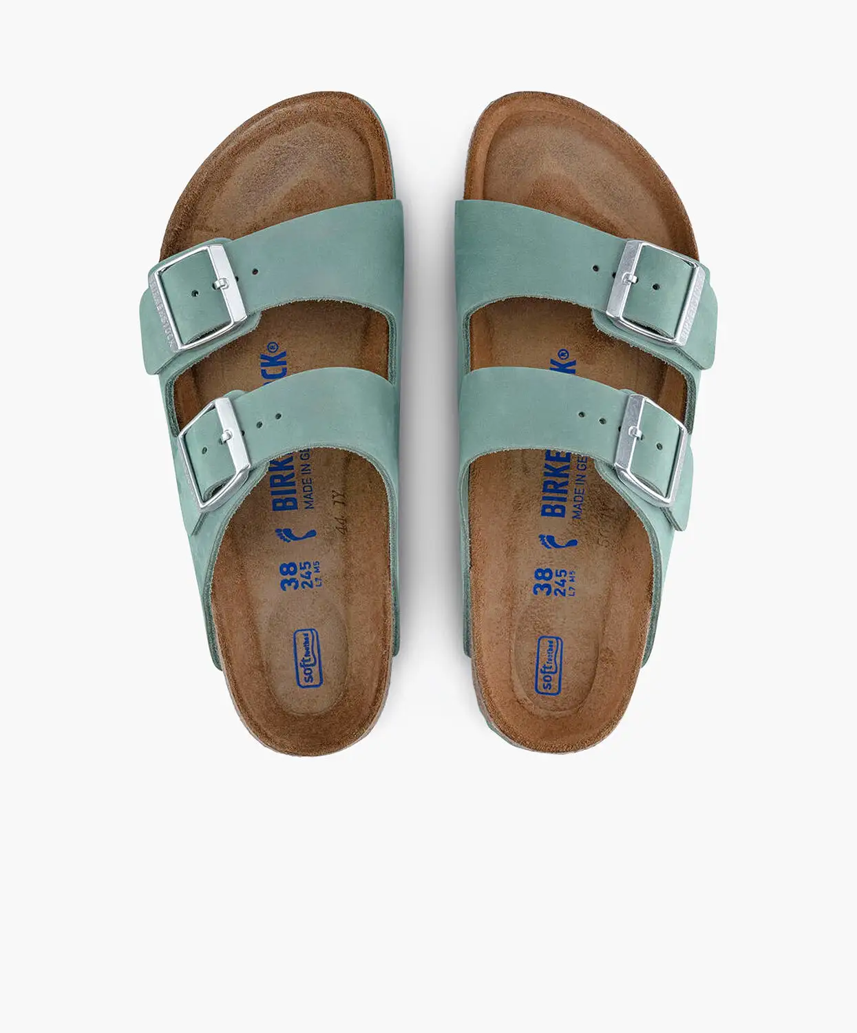 Birkenstock Arizona Nubuck Leather Beryl Soft Footbed Sandals