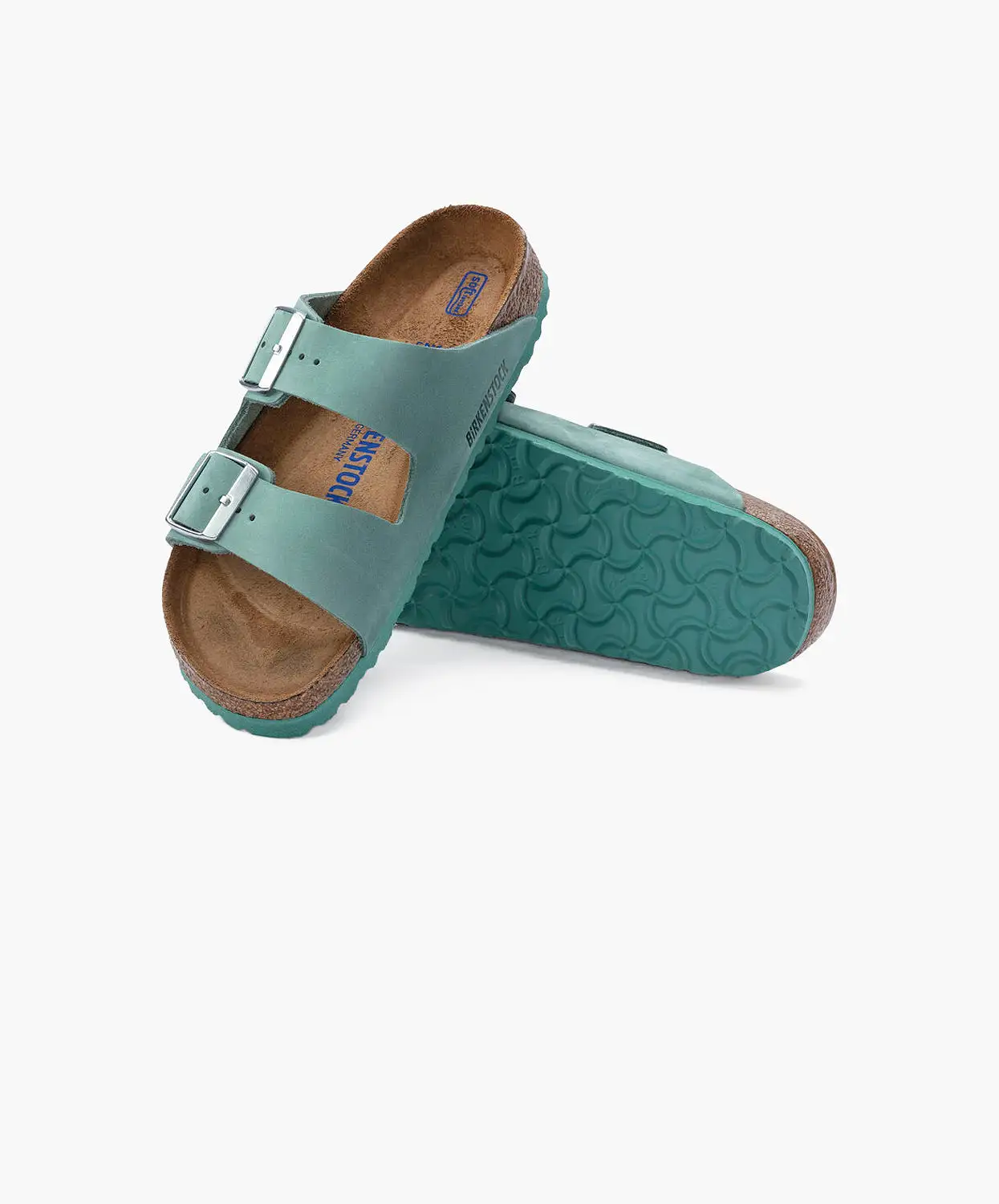 Birkenstock Arizona Nubuck Leather Beryl Soft Footbed Sandals