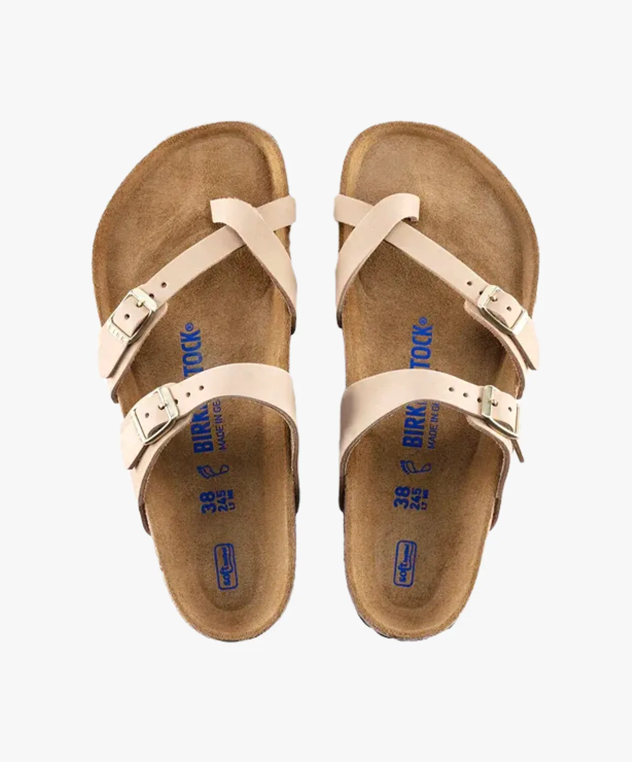 Birkenstock Mayari Nubuck Leather Sandcastle Soft Footbed Sandals