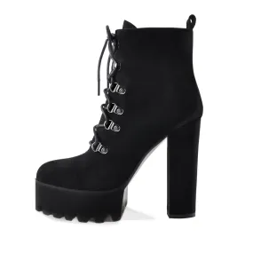 Black Heeled Work Boots Cool Booties