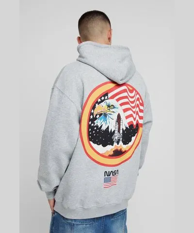 boohoo Mens Oversized Nasa License Print Hoodie