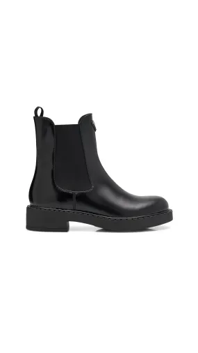 Chocolate Brushed Leather Chelsea Boots - Black