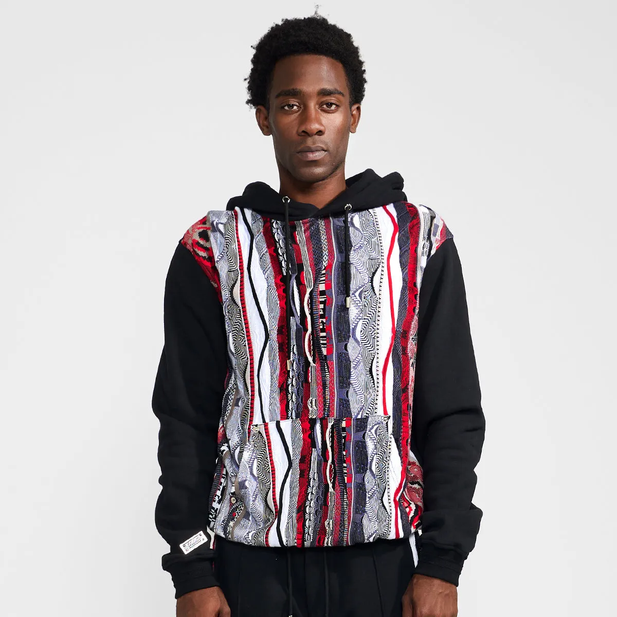 COOGI Sweater Pieced Fleece Hoody - Red-Black