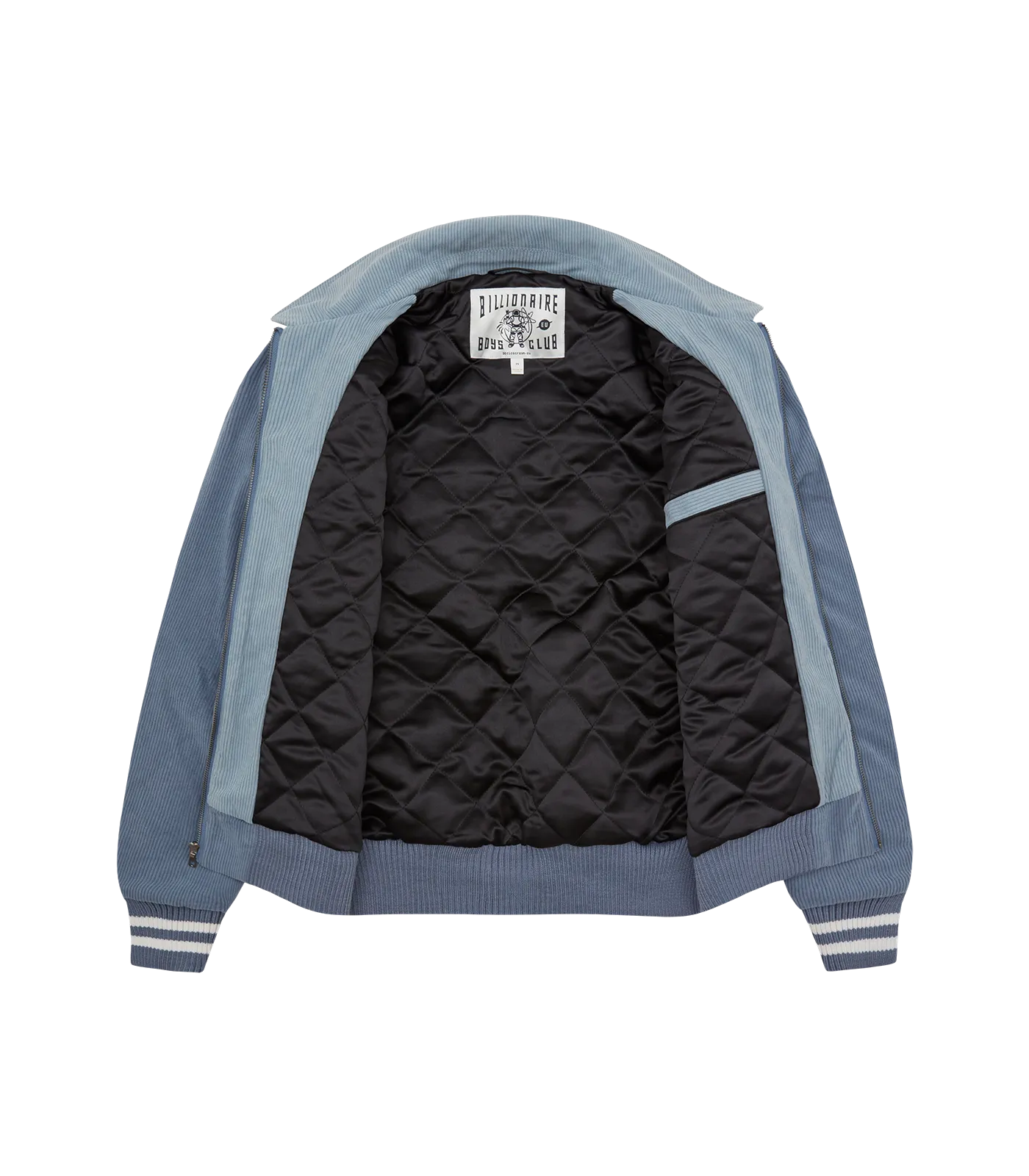 CORDUROY COLLARED VARSITY JACKET - BLUE