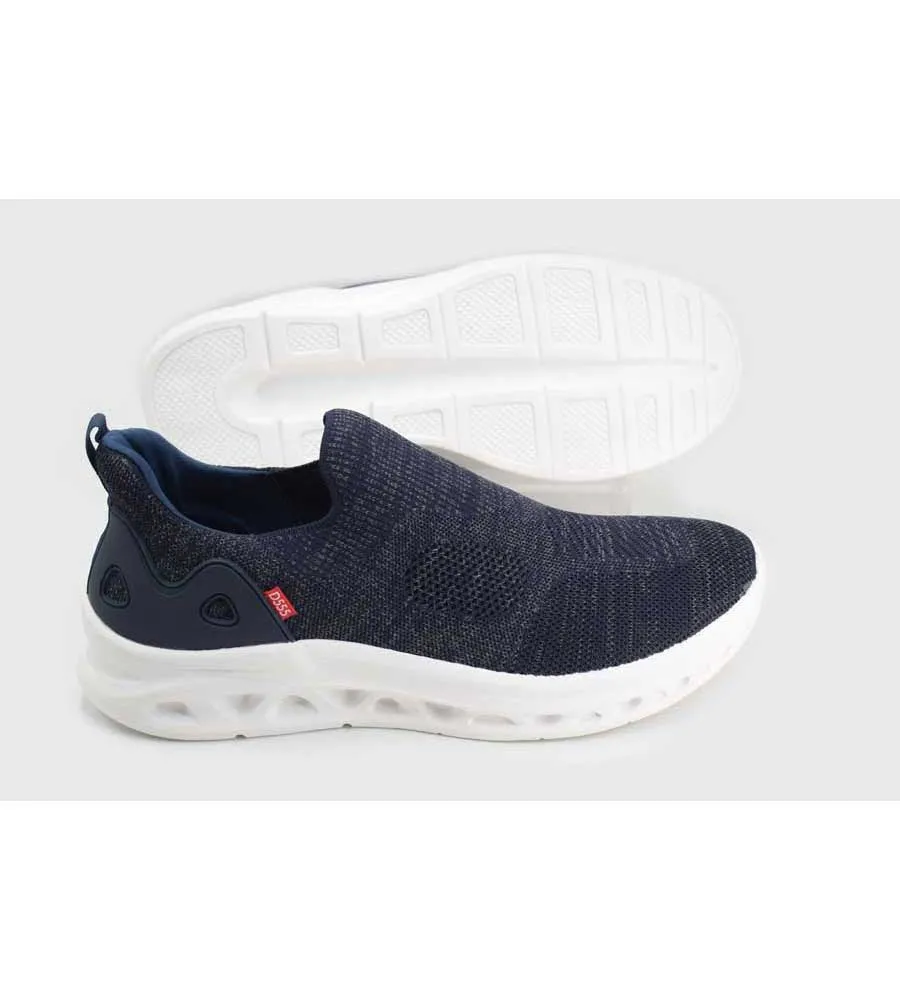 D555 Big Mens Navy Hands Free Shoes With Knitted Top (BLYTH 2)