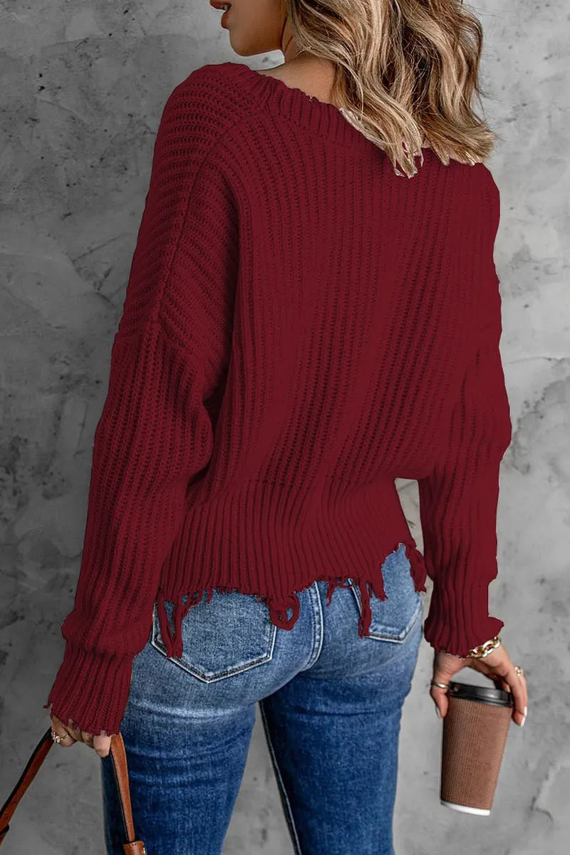 Fashion Lovely Tassel V Neck Sweaters(8 Colors)