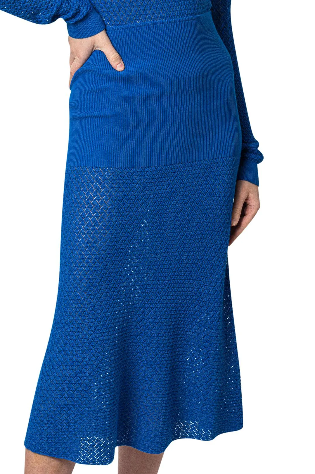 Flared knit midi skirt