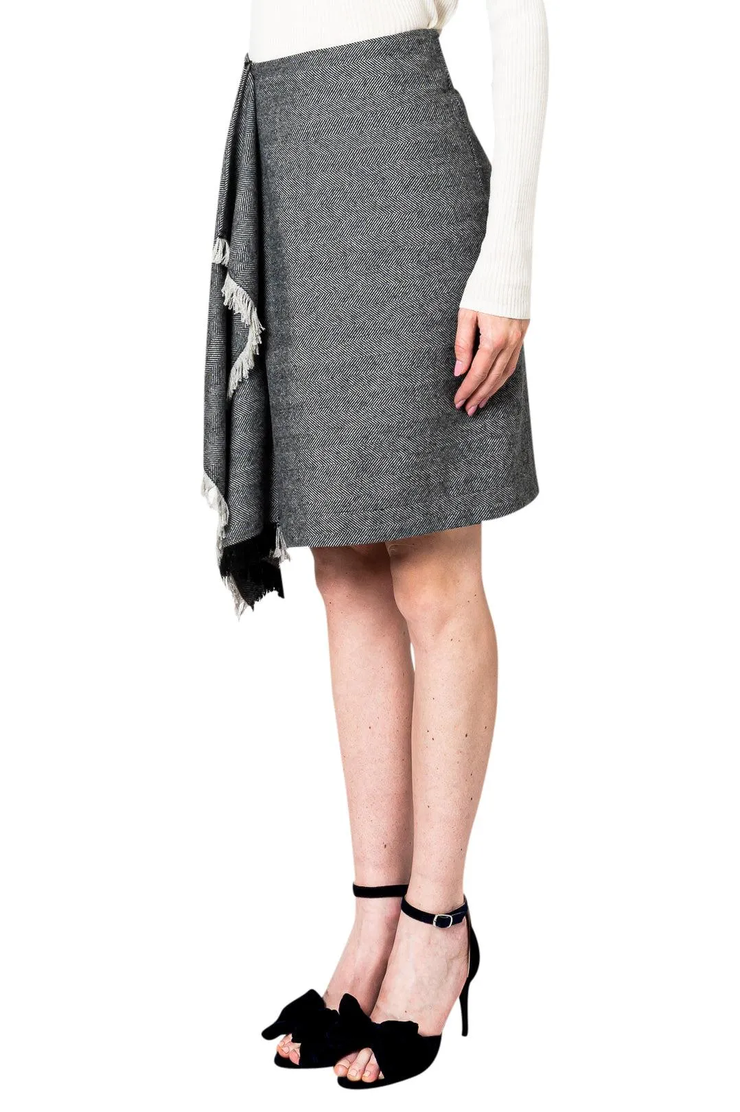 Flared wool midi-skirt