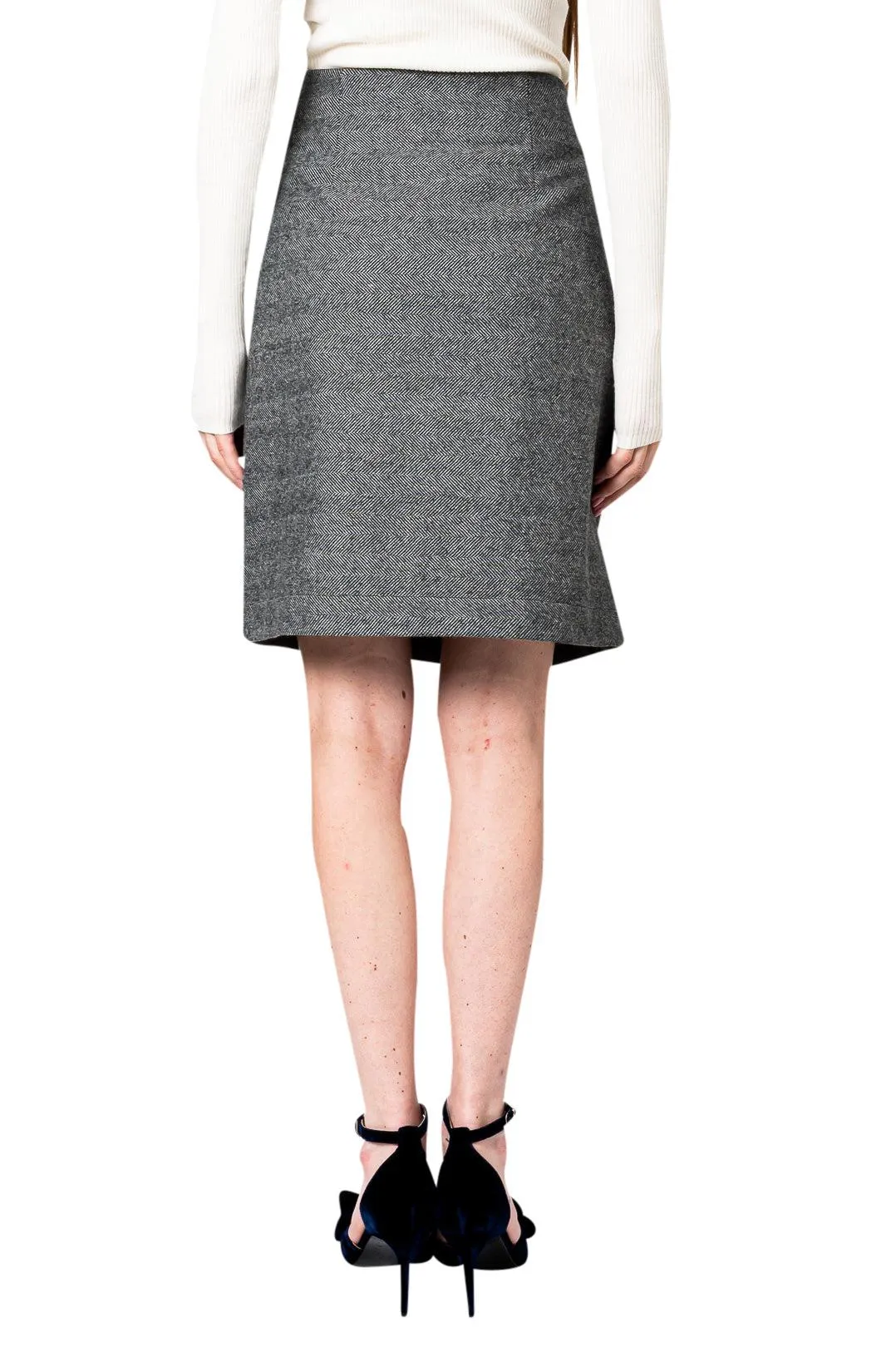 Flared wool midi-skirt