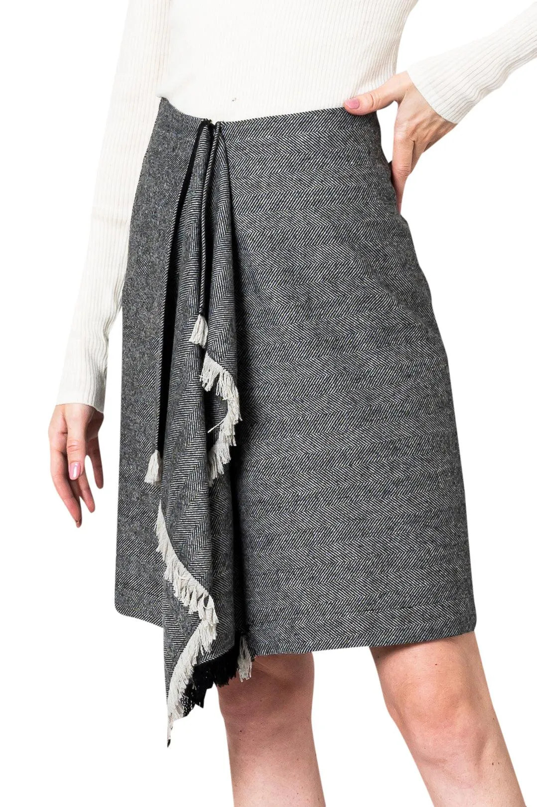 Flared wool midi-skirt