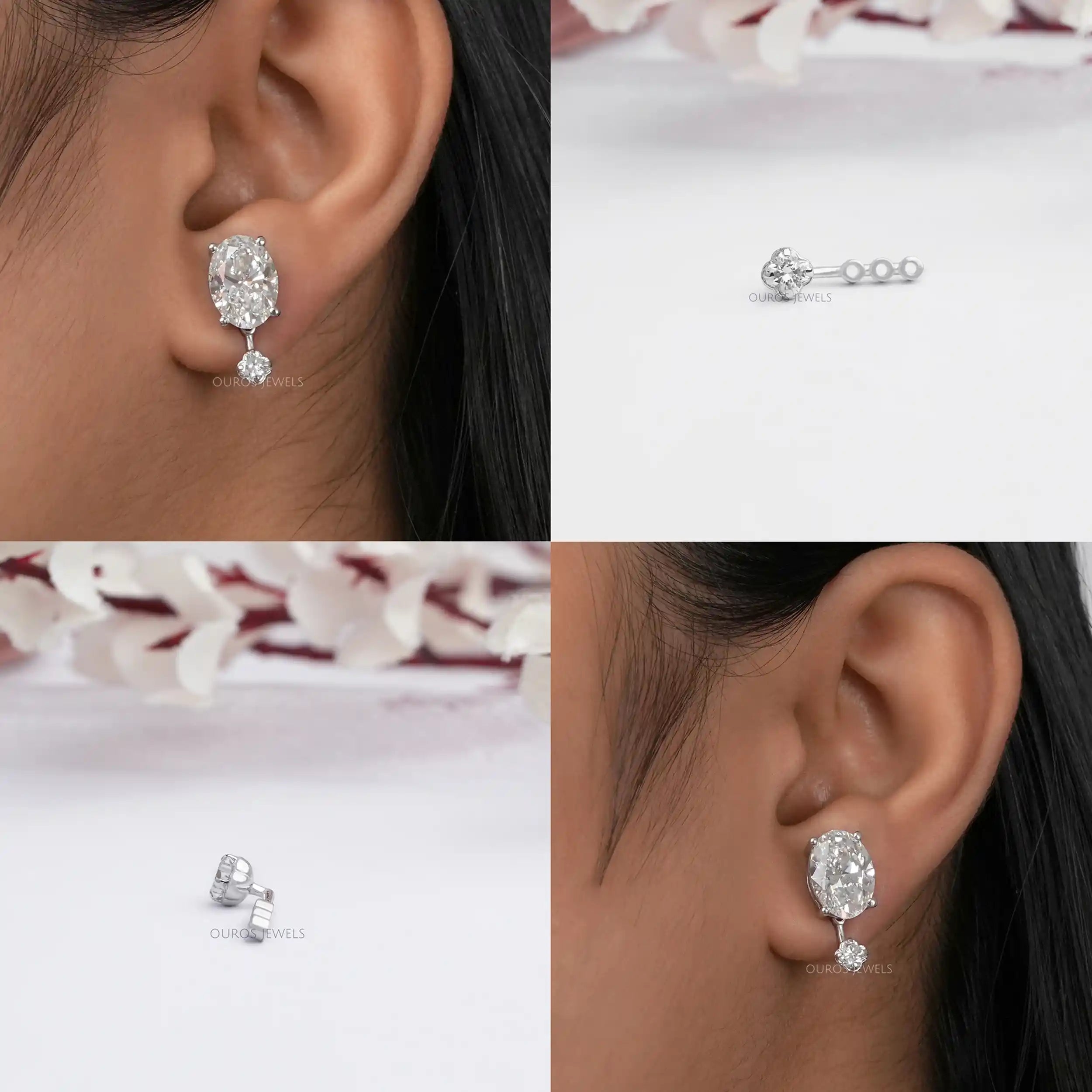 Floral Cut Diamond Jacket Earrings