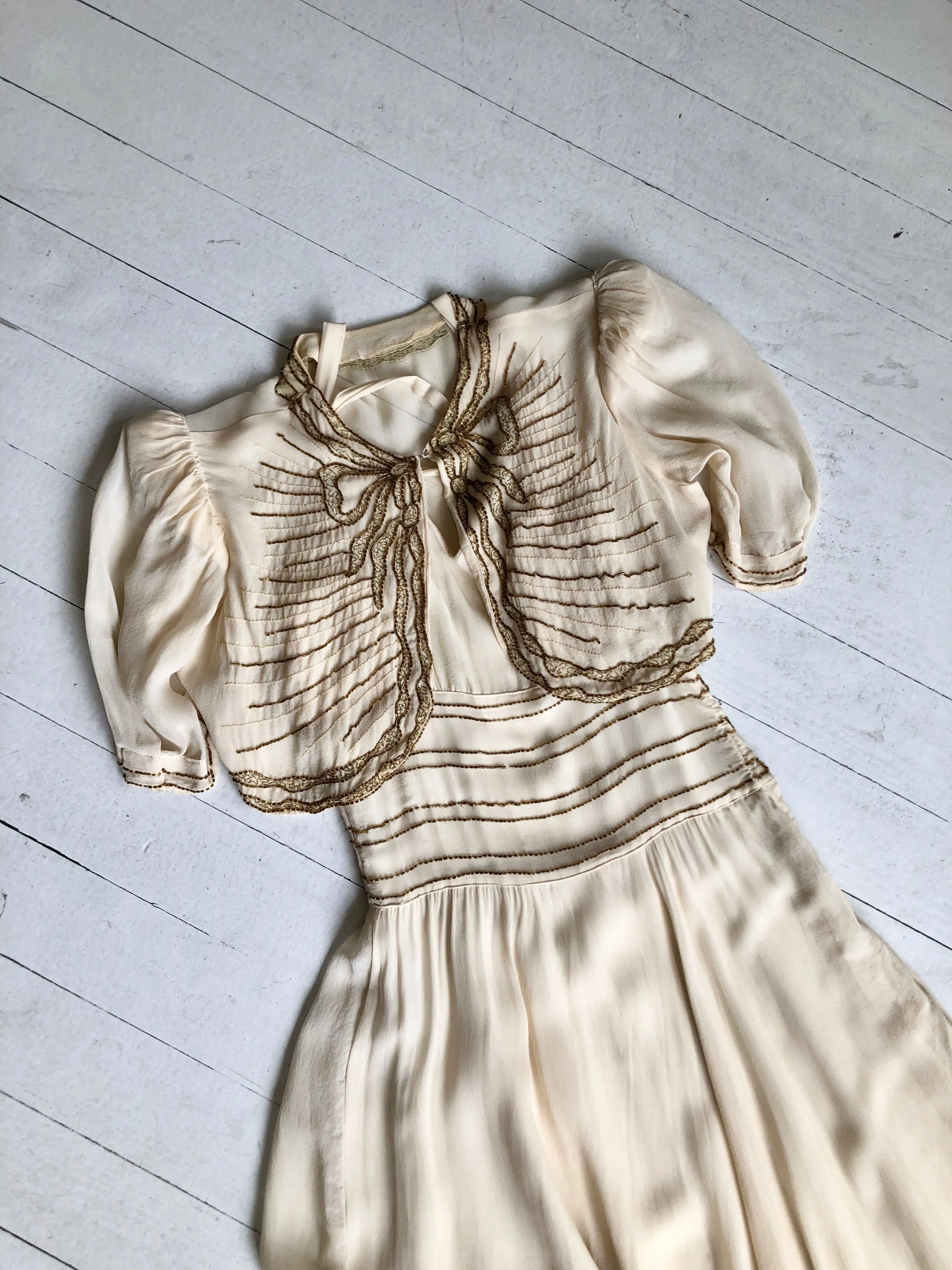 Gilded Bow Silk Dress & Jacket