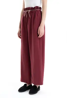 High Rise Ribbed Waist with Belt Trouser