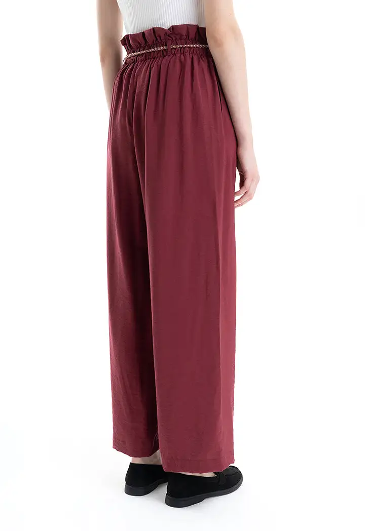 High Rise Ribbed Waist with Belt Trouser