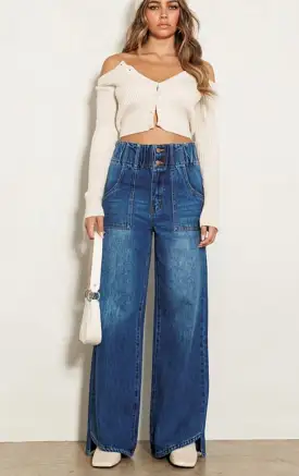 High rise wide jean