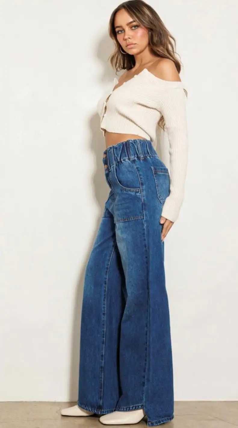 High rise wide jean