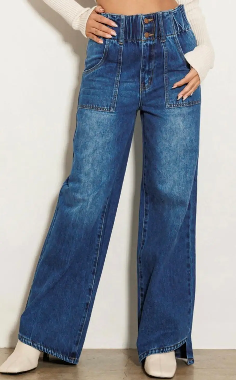 High rise wide jean