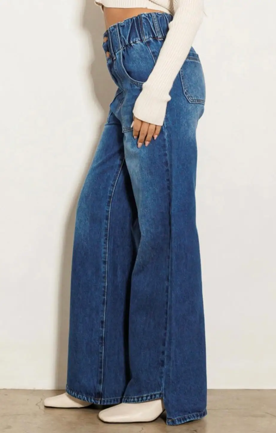 High rise wide jean