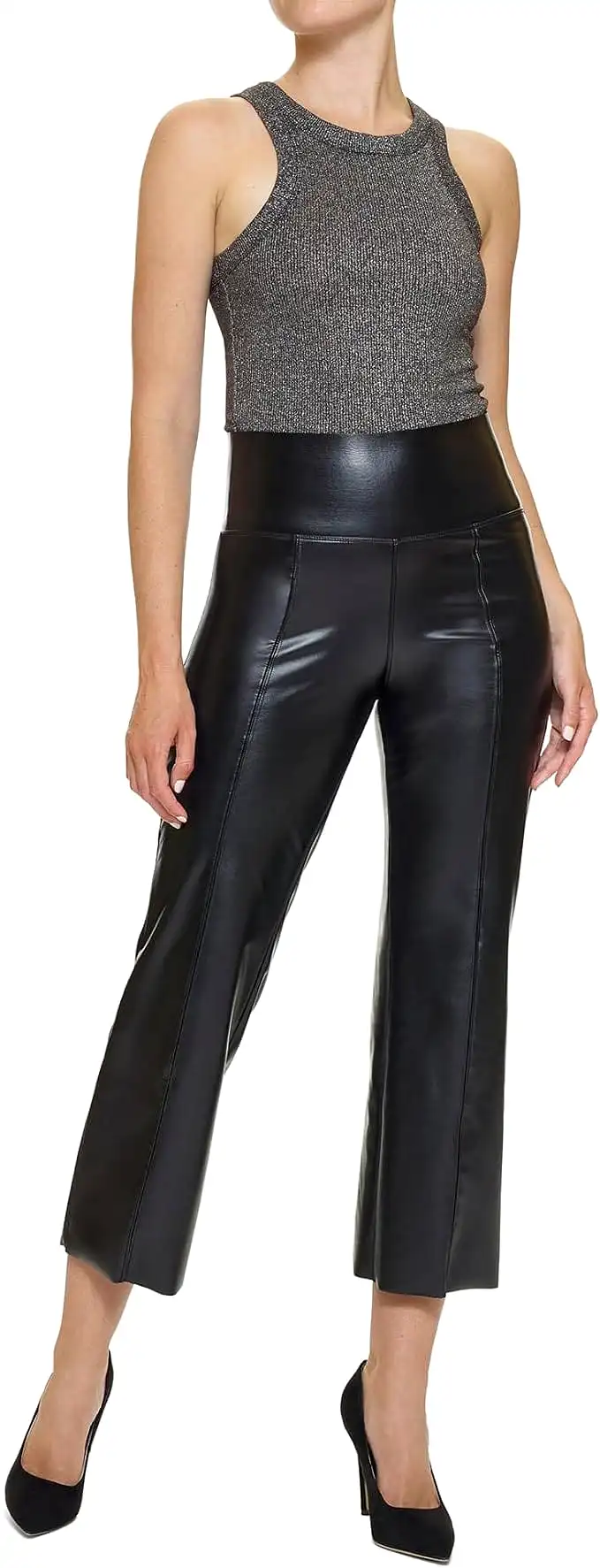 HUE Leather High Rise Cropped Flare - U23634