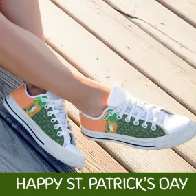 Irish Shamrock with Traditional Harp Irish St Patrick’s Day Converse Sneakers Low Top Shoes