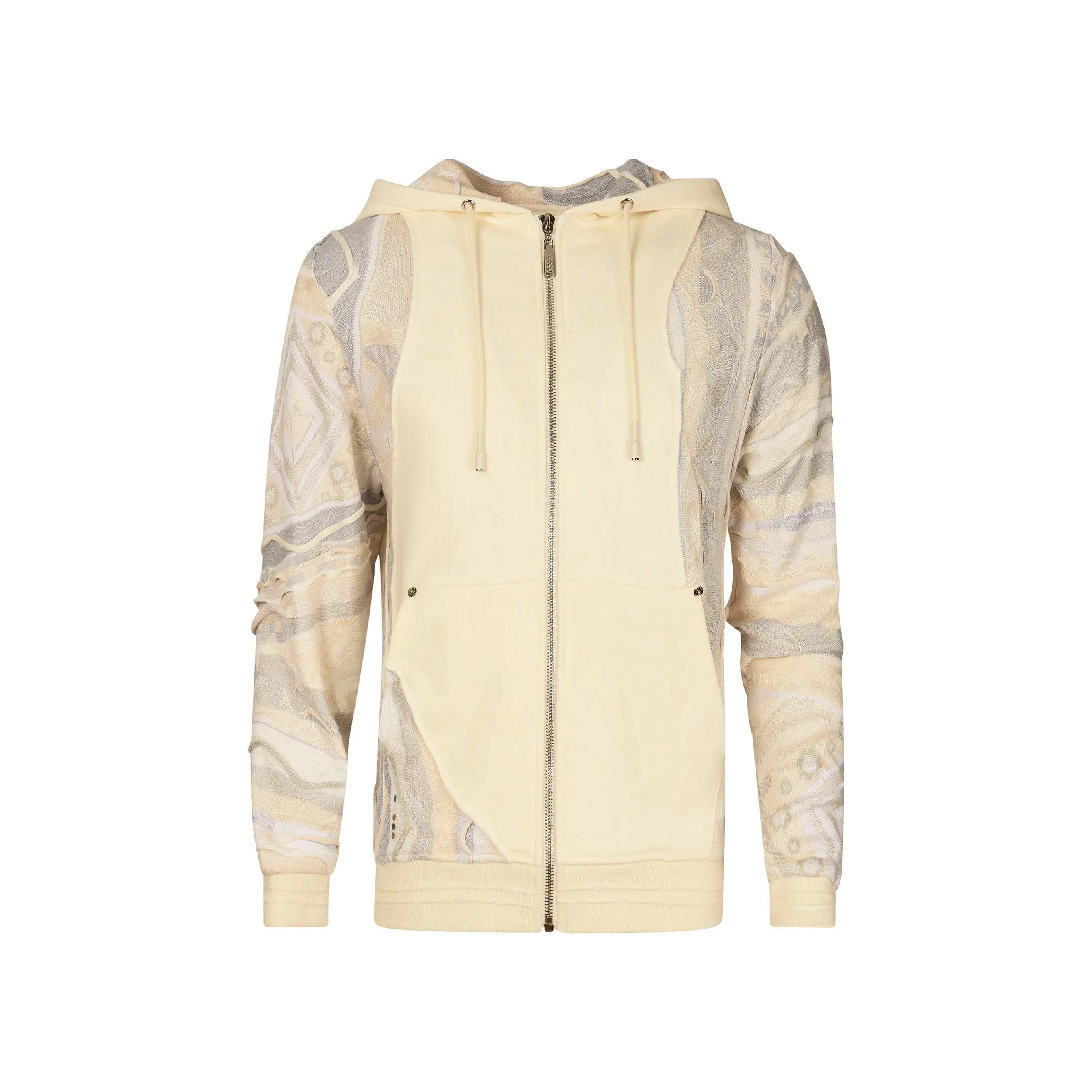 Ivory Mist - Sweater Pieced Fleece Zip Hoody