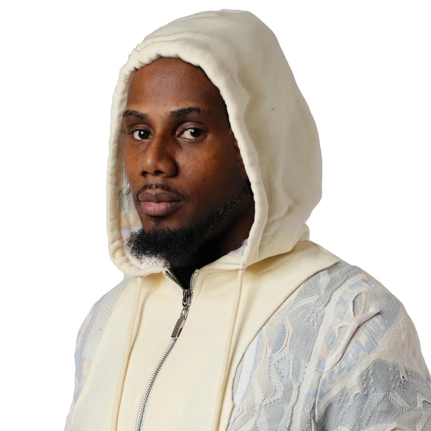 Ivory Mist - Sweater Pieced Fleece Zip Hoody