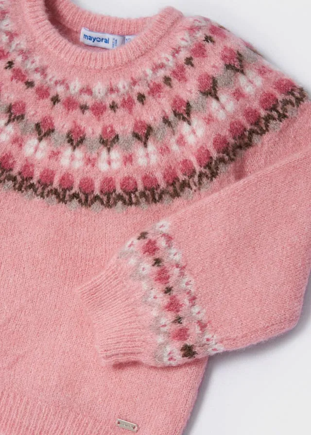 Jacquard jumper for baby girl - Blush