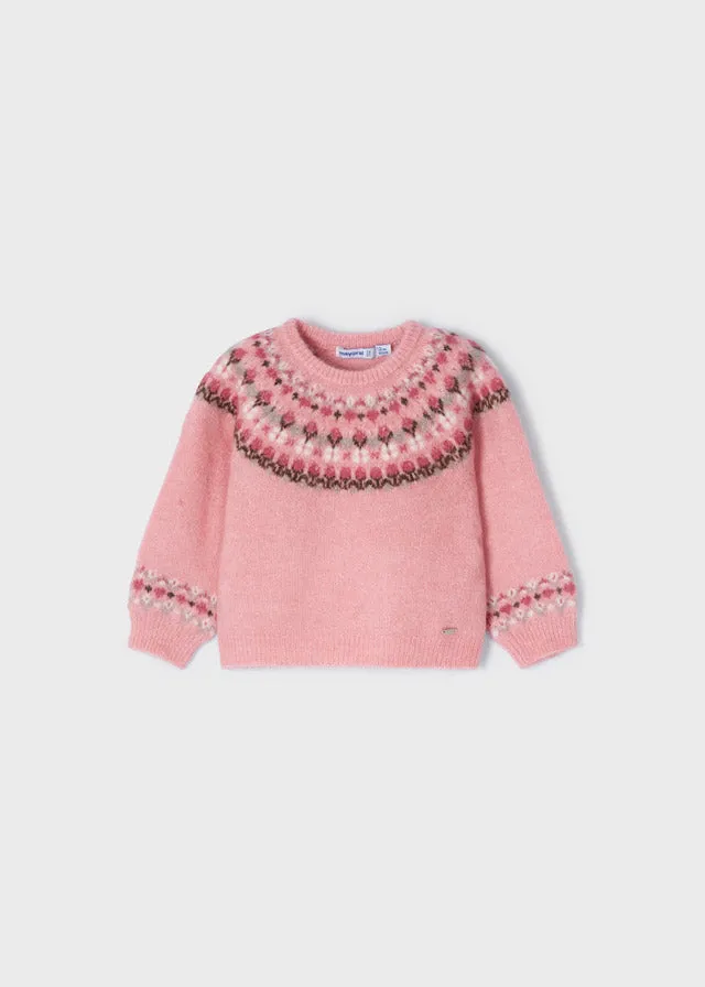 Jacquard jumper for baby girl - Blush