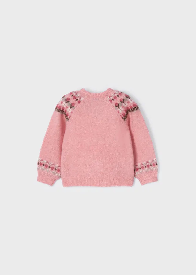 Jacquard jumper for baby girl - Blush