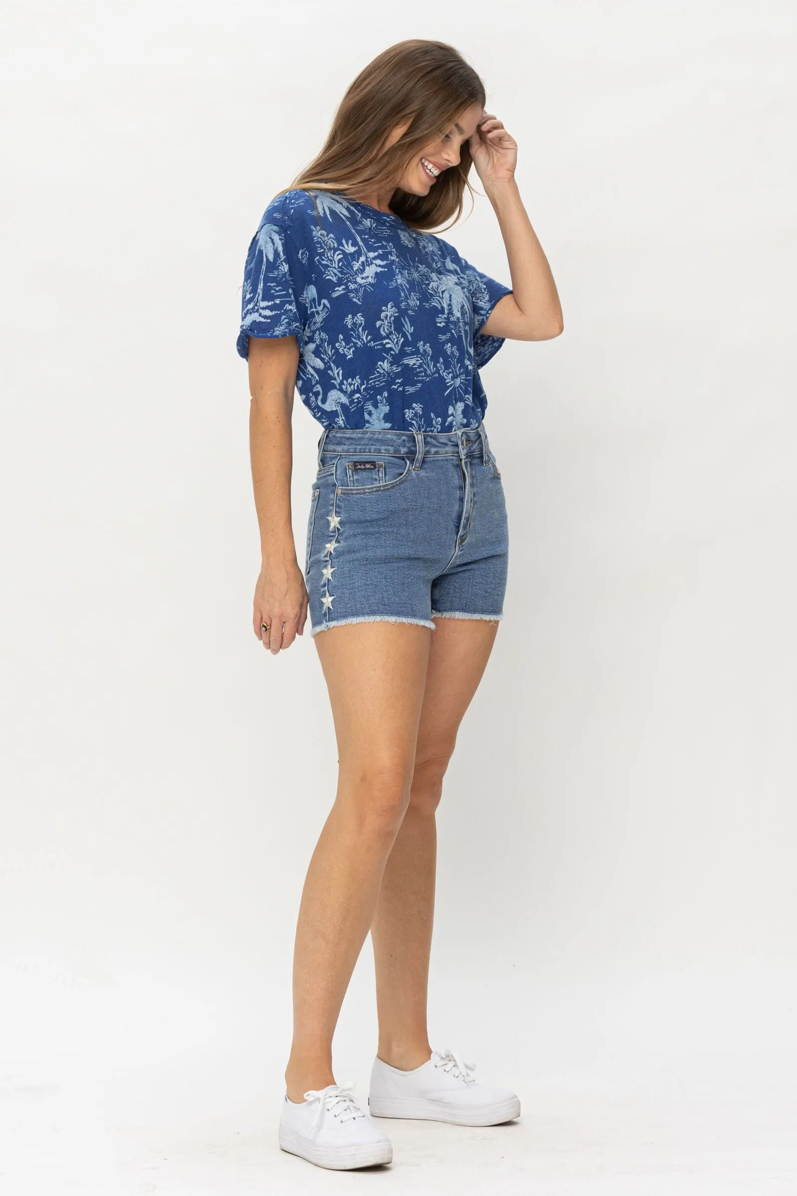 Judy Blue Embroidered Star Cut Off Shorts