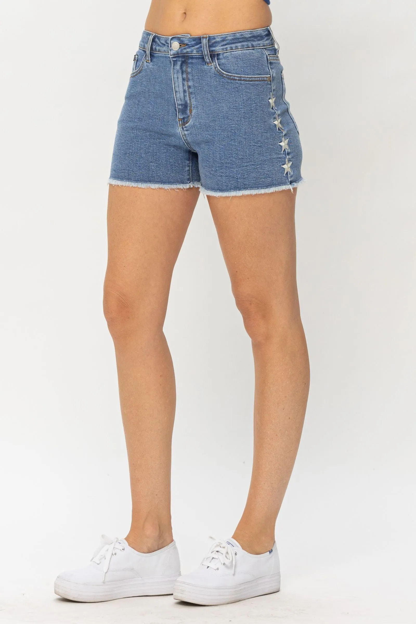 Judy Blue Embroidered Star Cut Off Shorts