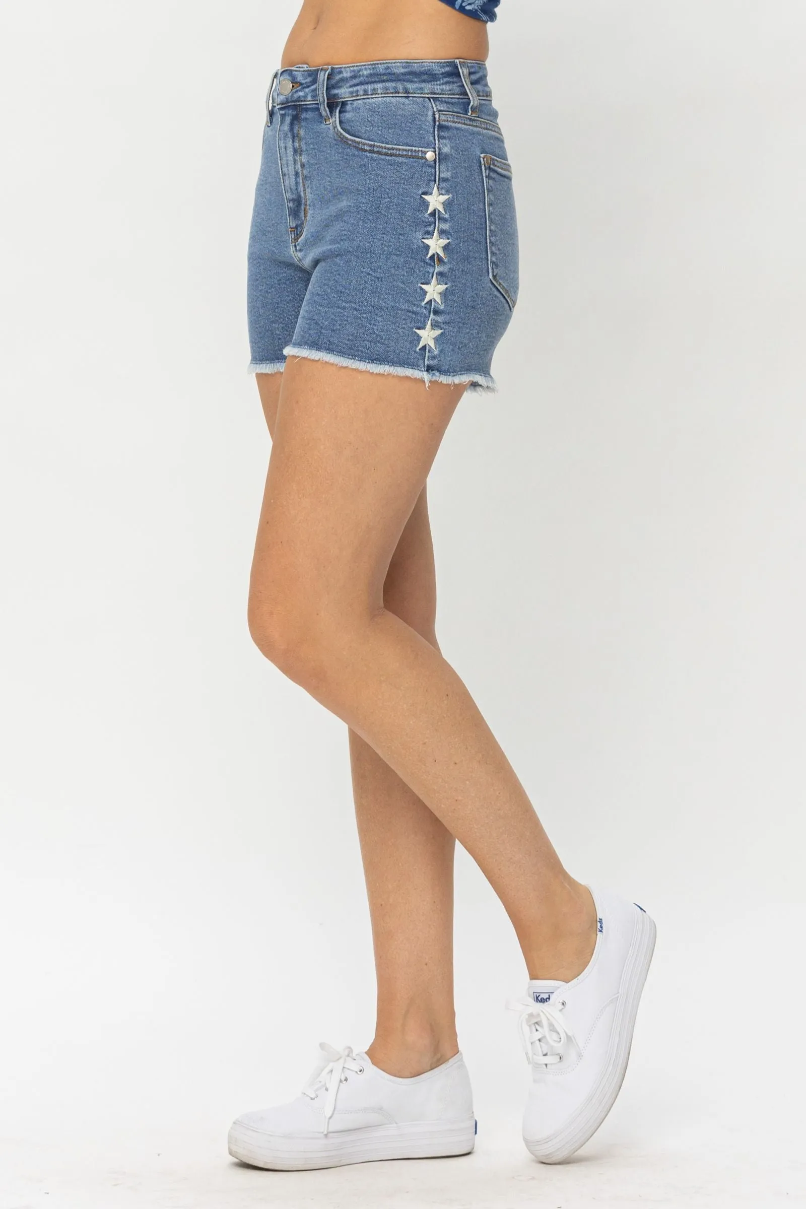 Judy Blue Embroidered Star Cut Off Shorts