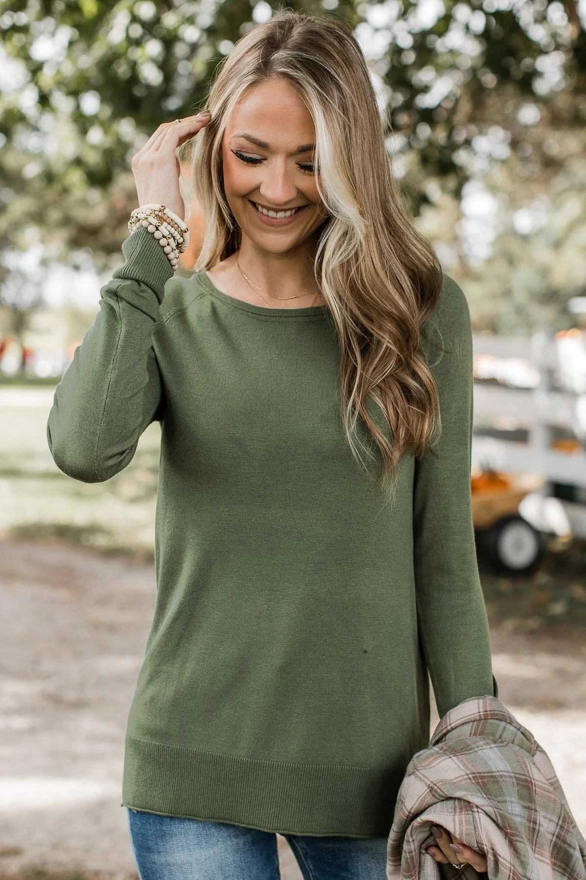 Keep Me Warm Knit Sweater- Green Ivy