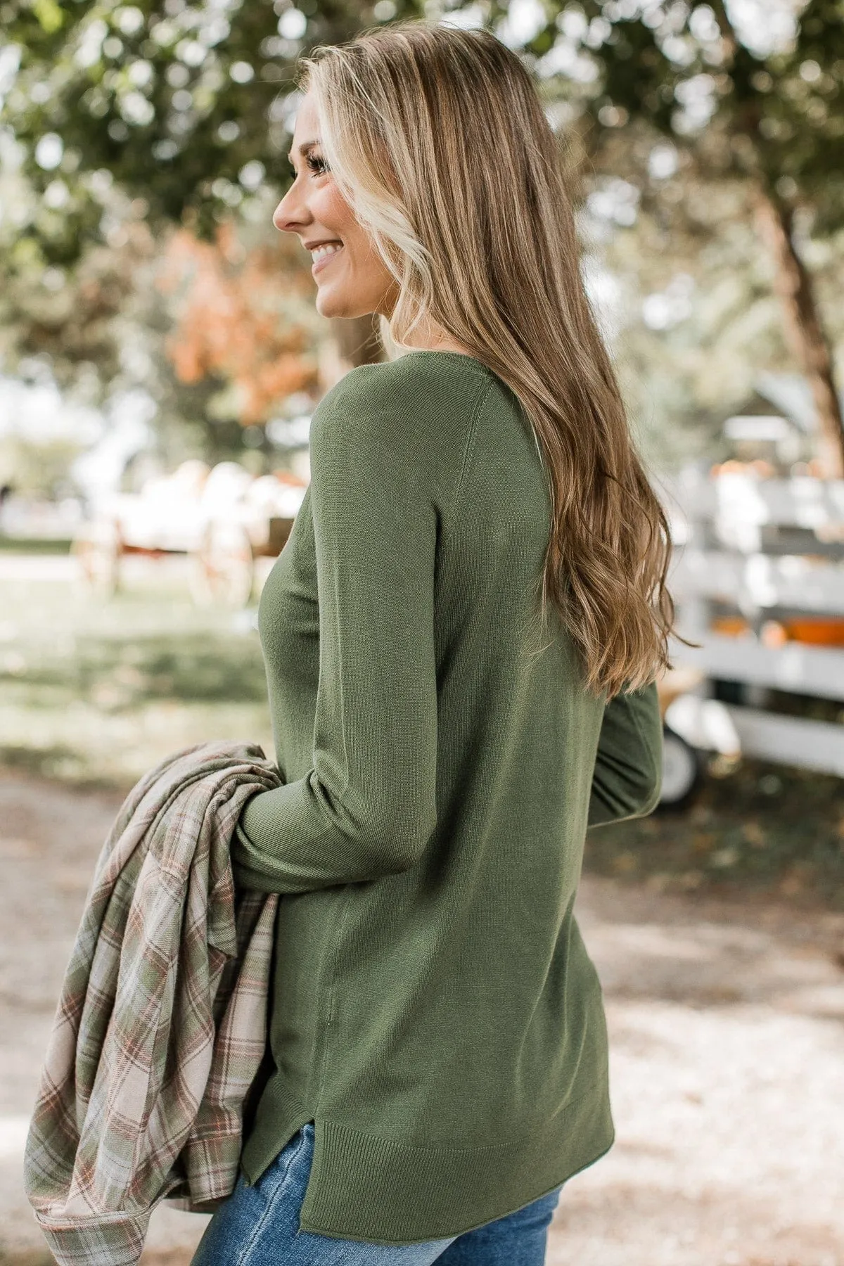 Keep Me Warm Knit Sweater- Green Ivy