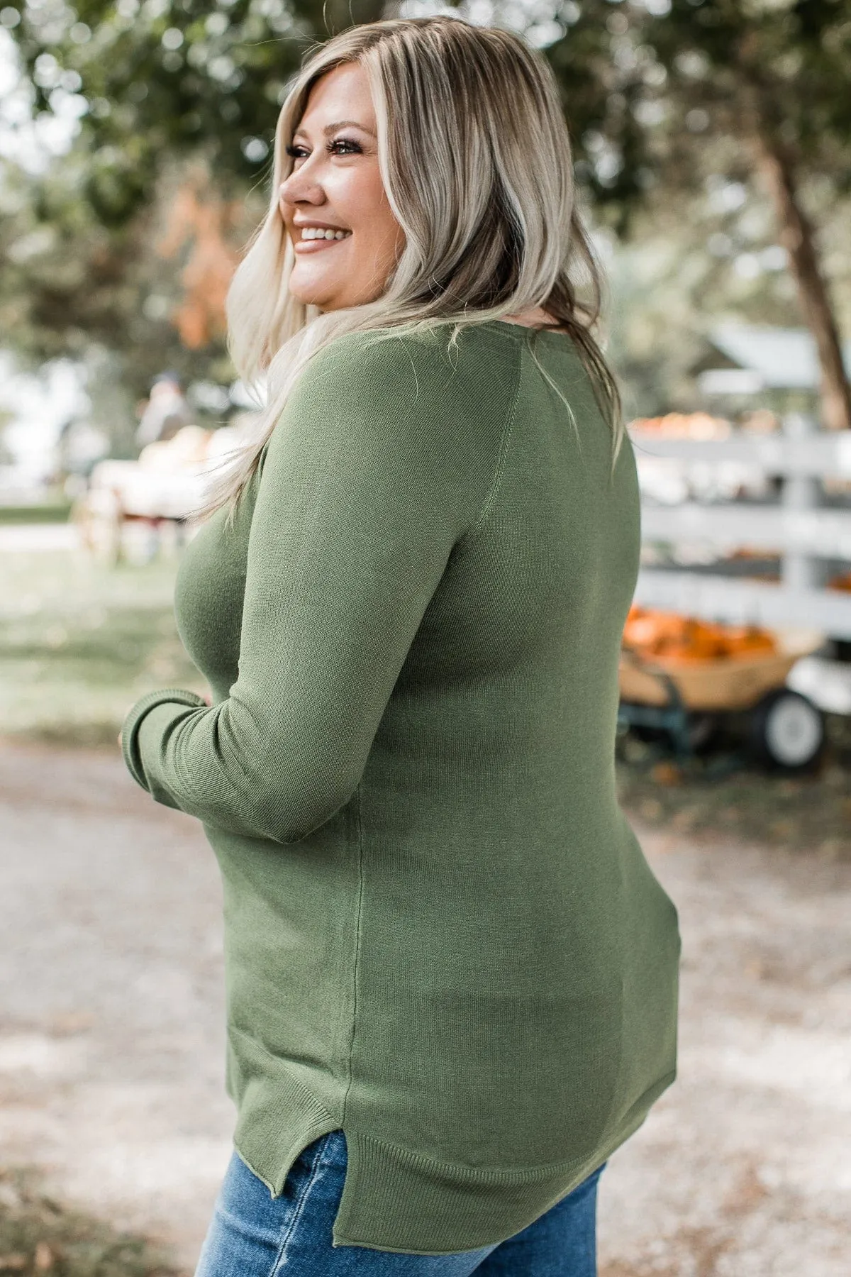 Keep Me Warm Knit Sweater- Green Ivy