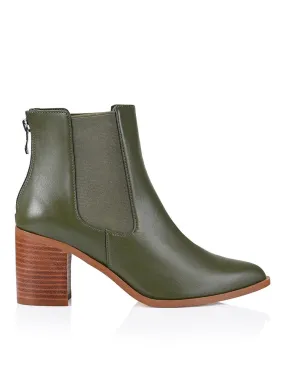 Laurah Chelsea Ankle Boots - Olive Leather