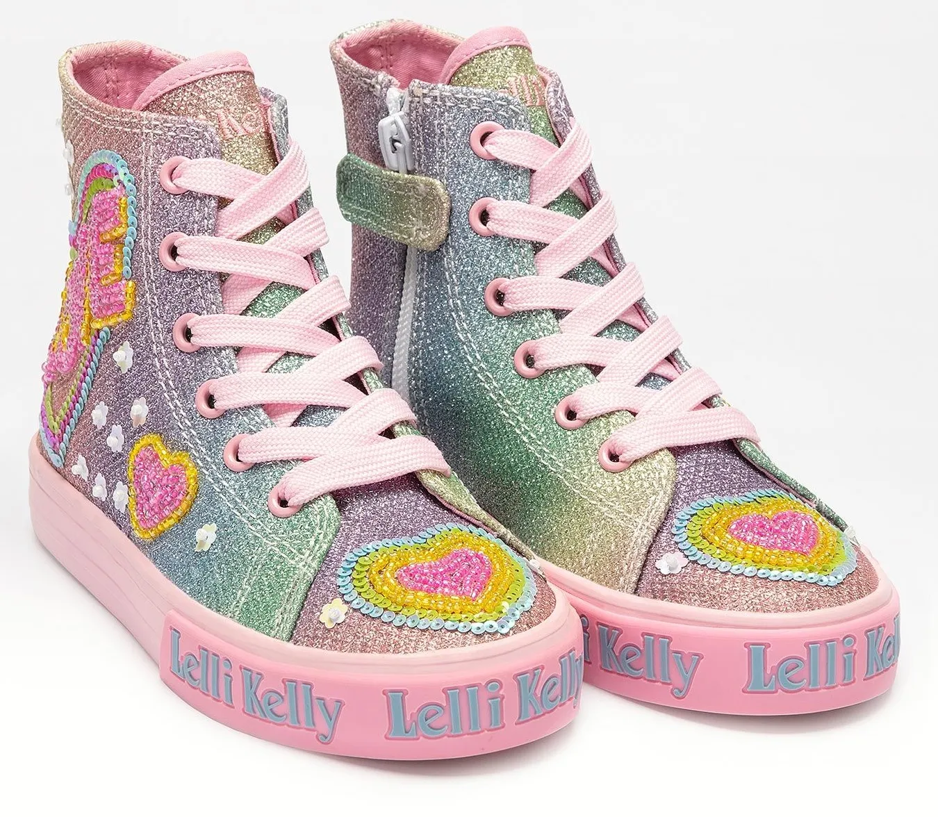 Lelli Kelly LK 3487 Love Rainbow Mid Shining Multi Glitter Hi-Top Boots