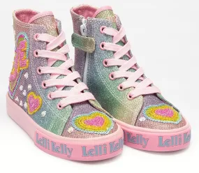 Lelli Kelly LK 3487 Love Rainbow Mid Shining Multi Glitter Hi-Top Boots