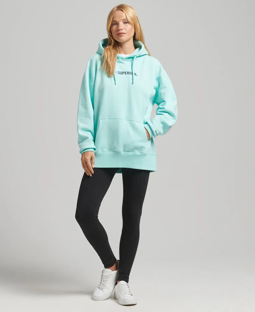 Logo Applique Oversized Crew Hoodie | Cali Blue